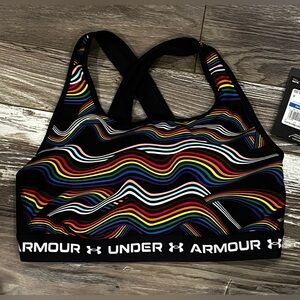 Under Armour Black Sports Bra with Rainbow Wave Print